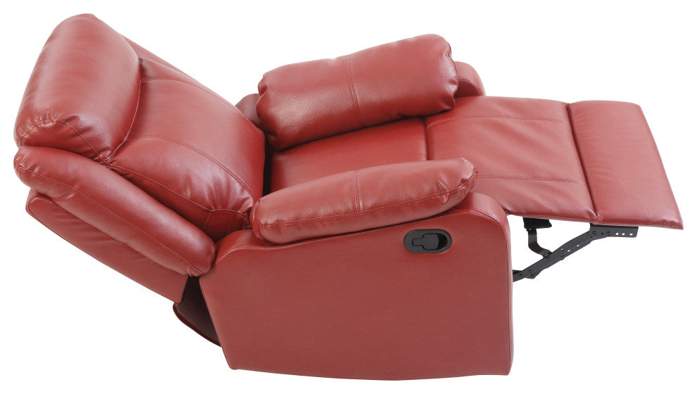 Osino Faux Leather Rocker Recliner, Red