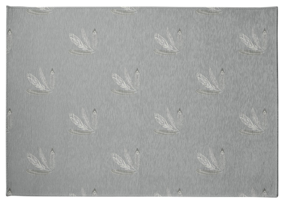 Feather Pattern Spring Chenille Rug, Gray, 5'x7'