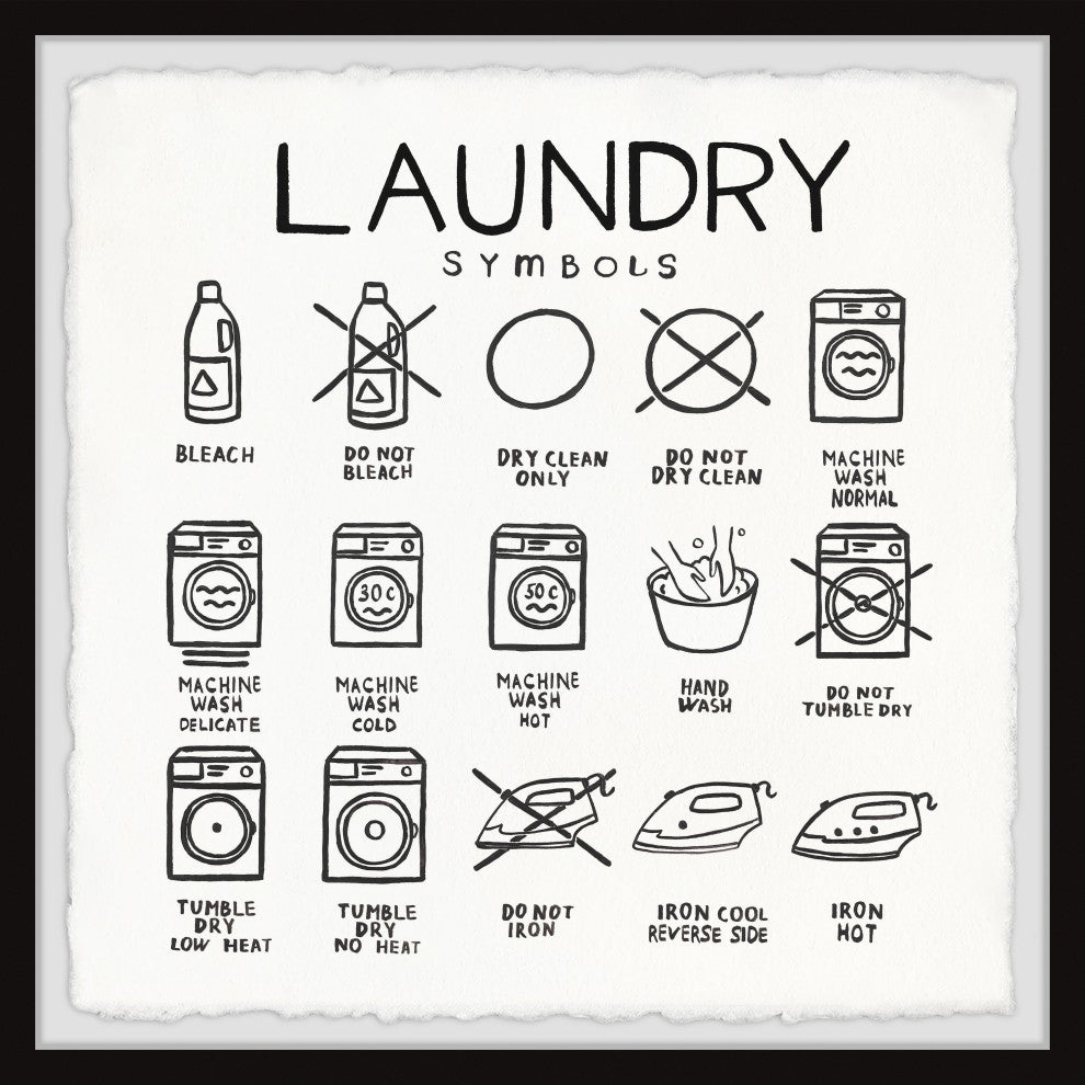 "Laundry Signs" Framed Painting Print, 12x12