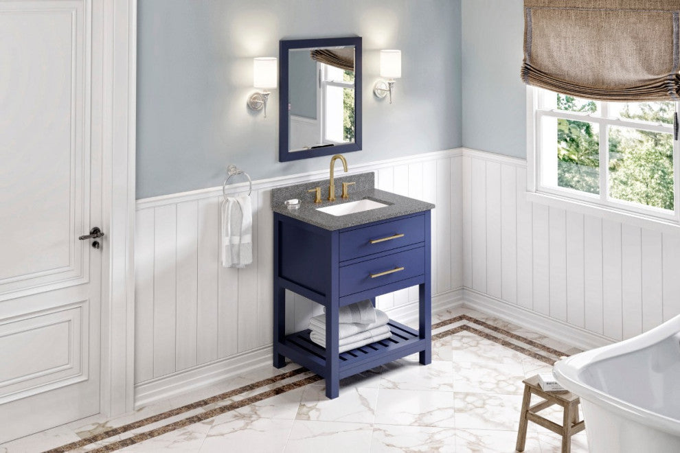 Wavecrest Contemporay Hale Blue 30" Vanity, Boulder Cultured Marble Top