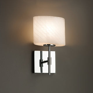Fusion Union 1-Light Wall Sconce, Oval, Polished Chrome, Weave Shade