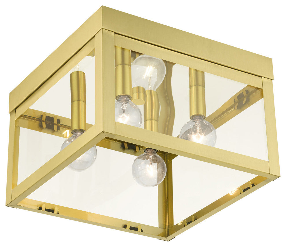 Satin Brass Transitional, Nautical,  Mission, Flush Mount