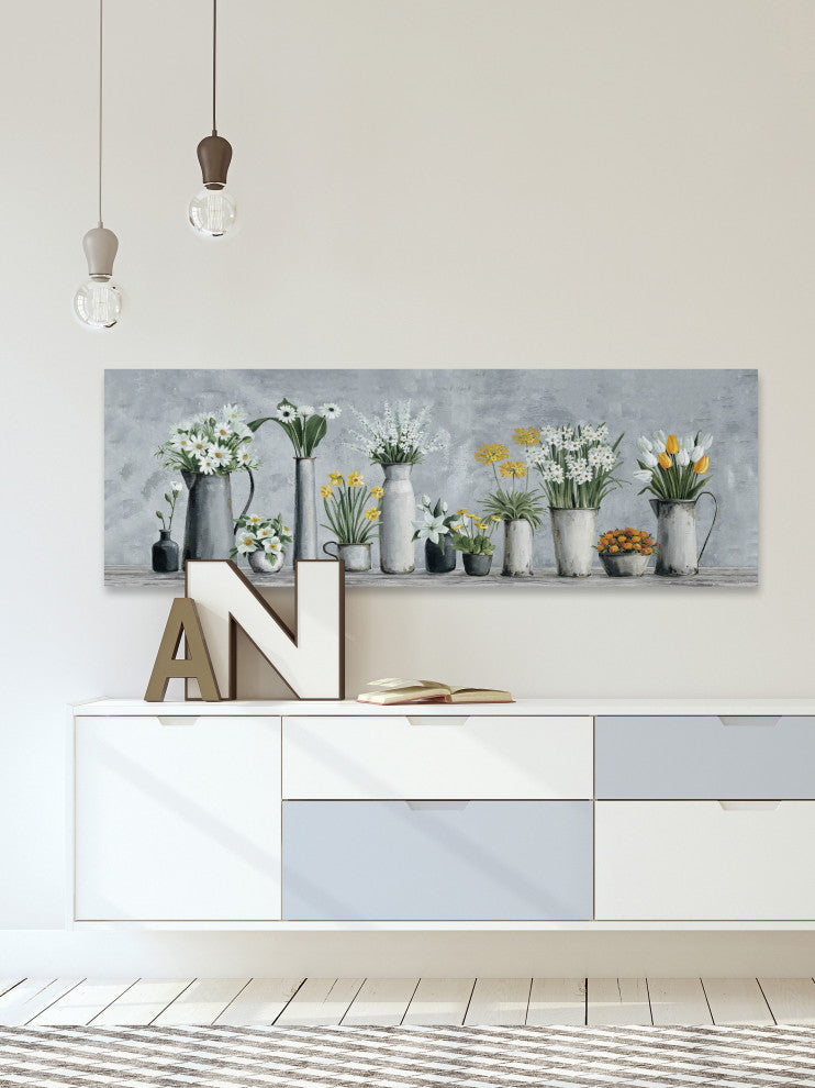"Blooms, White and Yellow" Painting Print on Wrapped Canvas