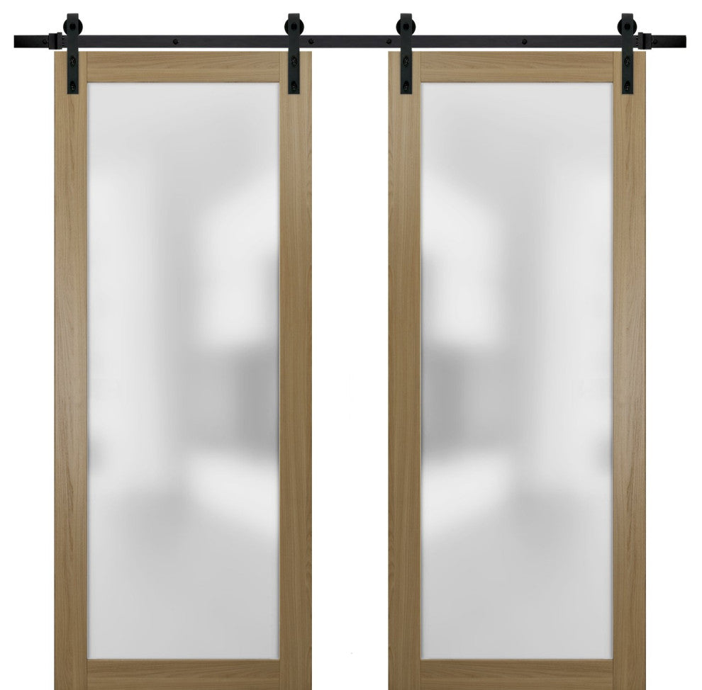Sturdy Double Barn Door 64x84  | Planum 2102 Honey Ash | 13FT Rails