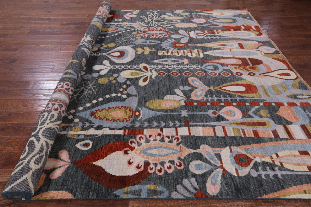 Persian Gabbeh Tribal Handmade Wool Rug 9' 1" X 12' 0" Q8511