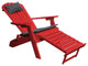 Poly Folding and Reclining Adirondack Chair with Pull-Out Ottoman, Bright Red