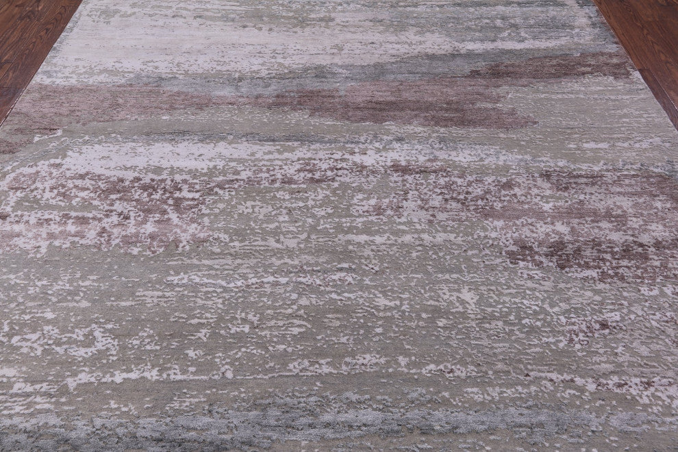 Hand Knotted Wool and Silk Modern Rug 9' 0" X 11' 6" Q11797