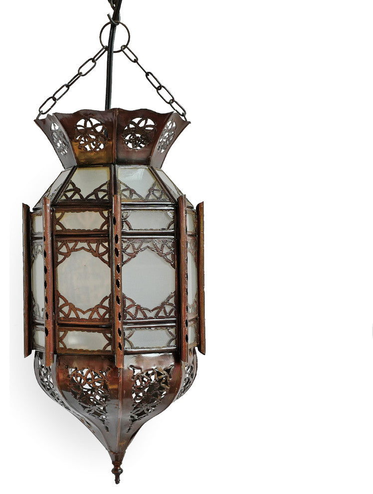 Small Moroccan Tin Frosted Lantern