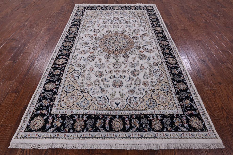 5' 10" X 9' 1" Wool & Silk Persian Nain Hand-Knotted Rug - Q14734