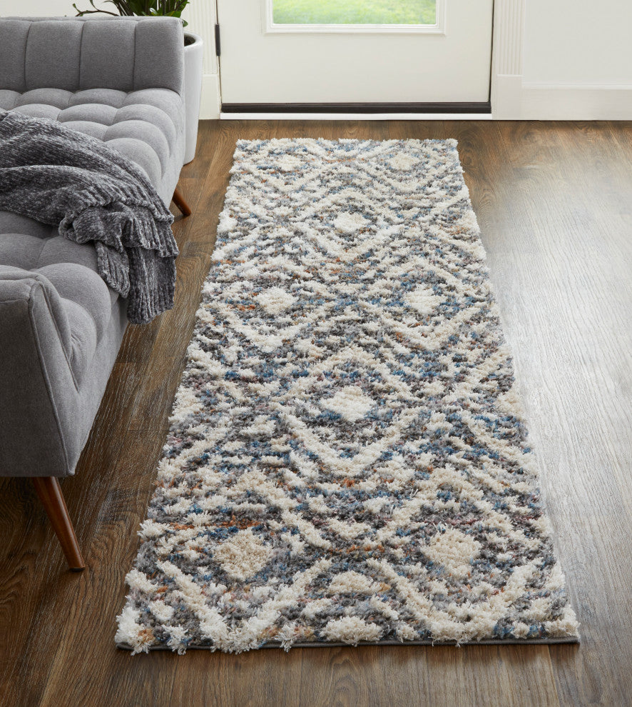 Weave & Wander Caide Contemporary Gray/Cream Rug, 2'6"x8" Runner