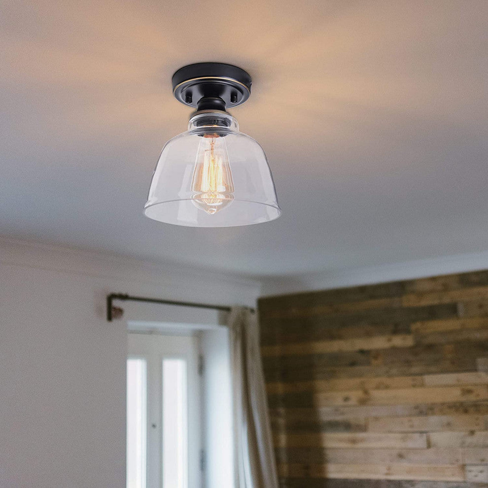 Industrial Glass Flush Mount Ceiling Light Fixtures Farmhouse Close to Ceiling