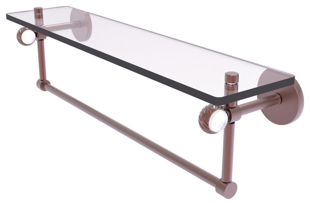 Clearview 22" Glass Twist Accent Shelf and Towel Bar, Antique Copper