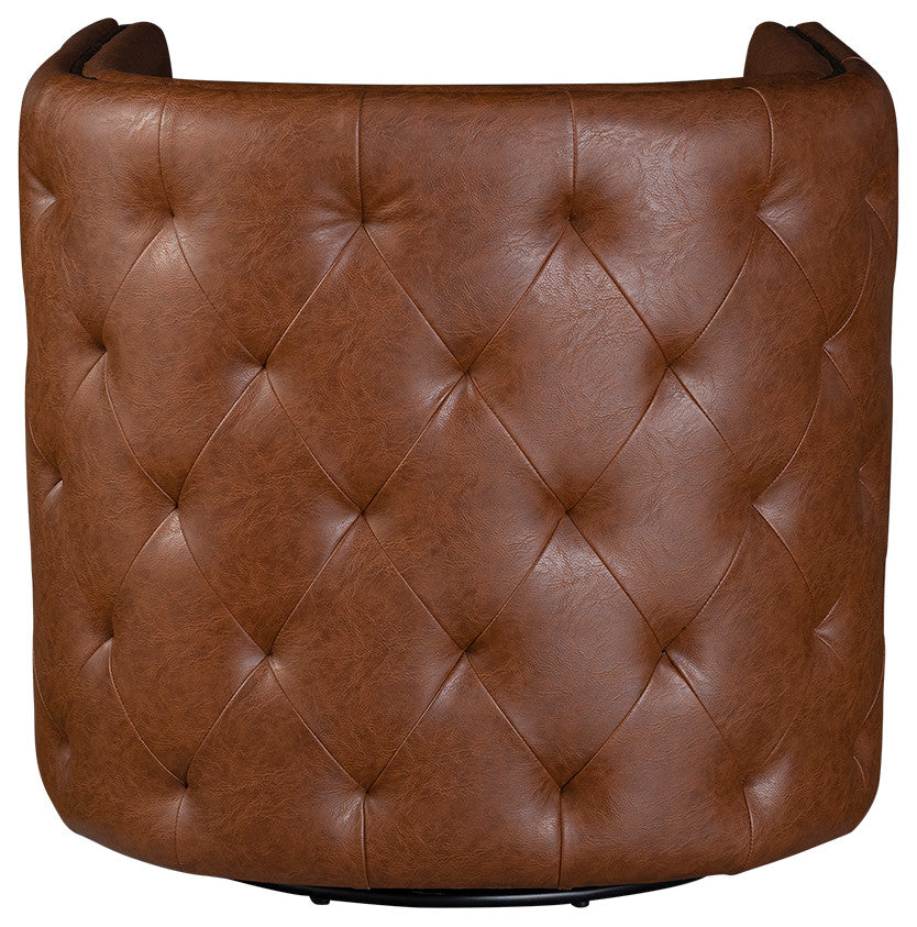 Madison Park Capstone Tufted Barrel Swivel Chair, Brown
