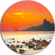 Rocky Seashore Under Colorful Sky, Seascape Disc Metal Artwork, 38"