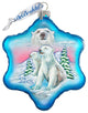 Hand Painted Polar Bear Snowflake Glass Scenic Ornament