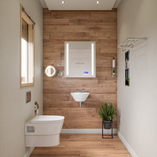 White 17" Round Wall Mounted Ceramic Sink With Faucet Hole