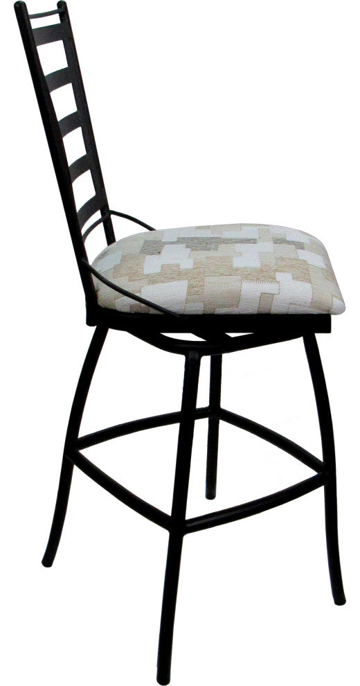 Outdoor/Indoor Bar Stool Armless Jenna 26" 30" 35" Seat, Craftsman Whitelinen - Black, 26"