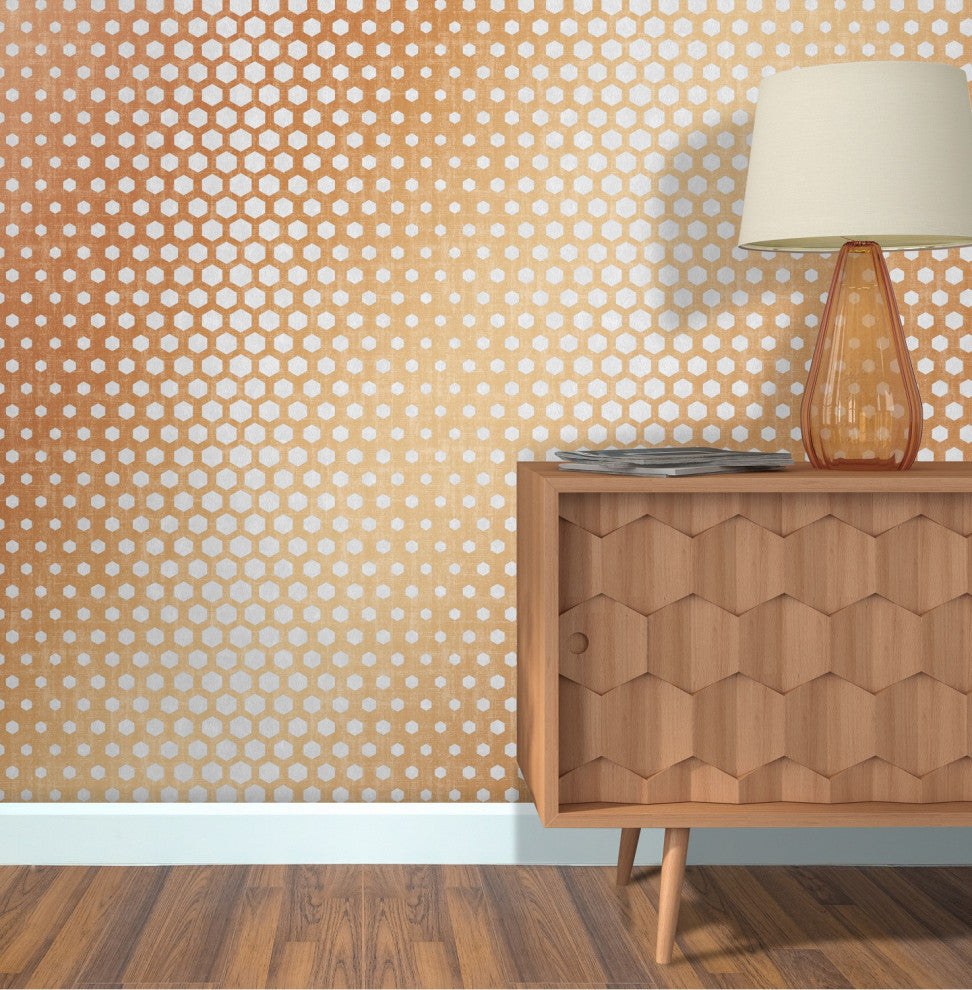 Ombre Bronze Hexagon Wallpaper
