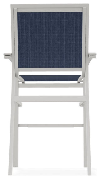 Bazza Sling Bar Height Stackable Outdoor Stool, Mavi/Snow