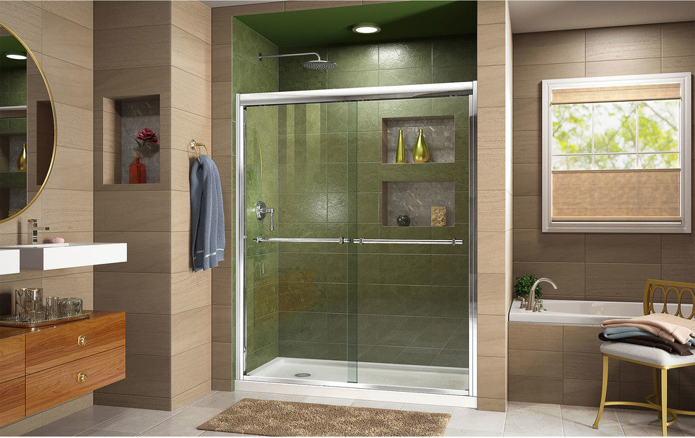DreamLine Bypass Sliding Shower Door and Single Threshold Base, DL-6952L-01CL