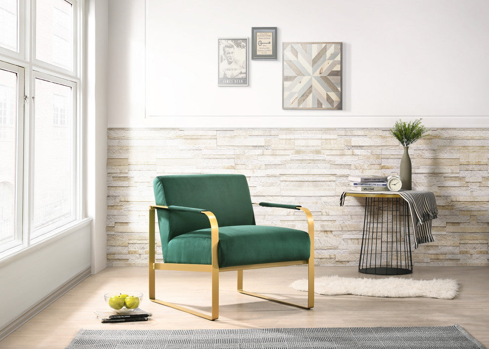 Mason Lounge Accent Chair, Green Velvet