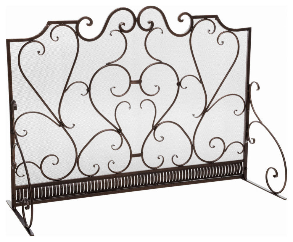 GDF Studio Adalia Black Brushed Gold Finish Wrought Iron Fireplace Screen
