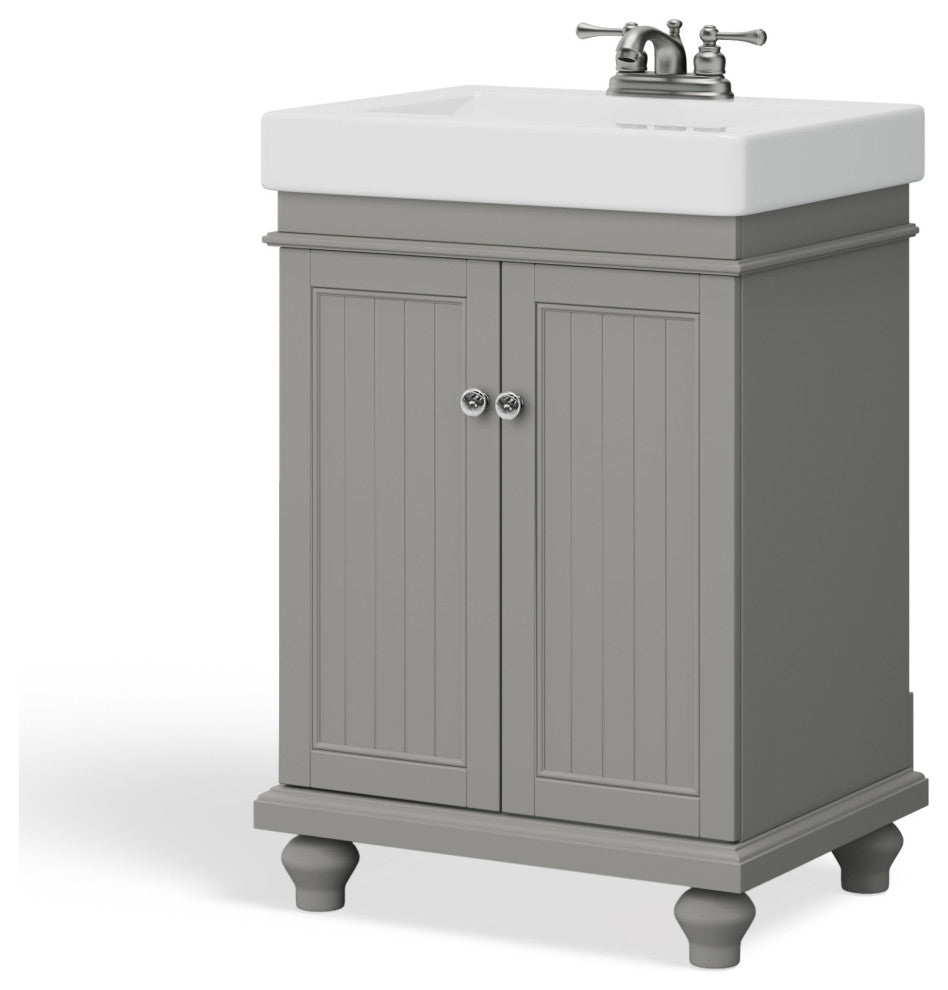 The Monroe Bathroom Vanity, Single Sink, 24", Gray, Freestanding