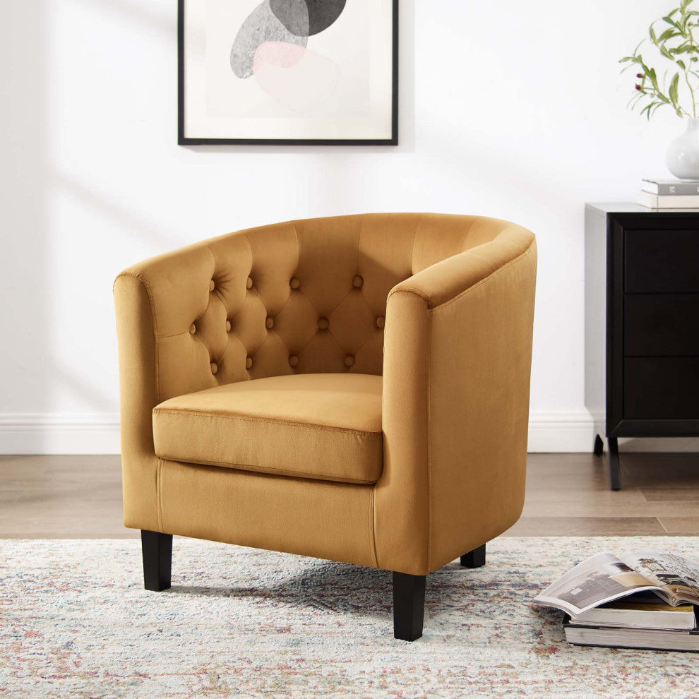 Armchair Accent Chair, Velvet, Brown, Modern, Living Lounge Hotel Hospitality