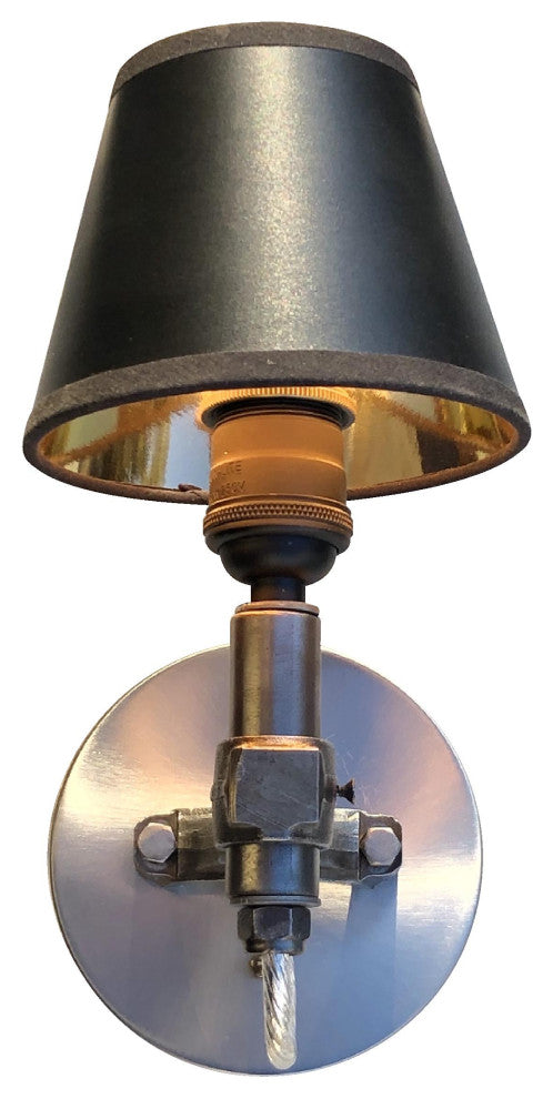 Piston Sconce Gold Foil Shade 5", Brushed Matal Wall Canopy