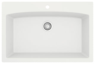 Karran Drop-In Quartz Composite 33" 1-Hole Single Bowl Kitchen Sink Kit, White