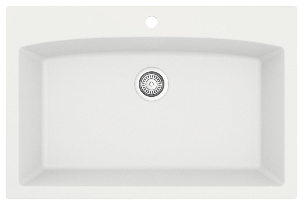 Karran Drop-In Quartz Composite 33" 1-Hole Single Bowl Kitchen Sink Kit, White