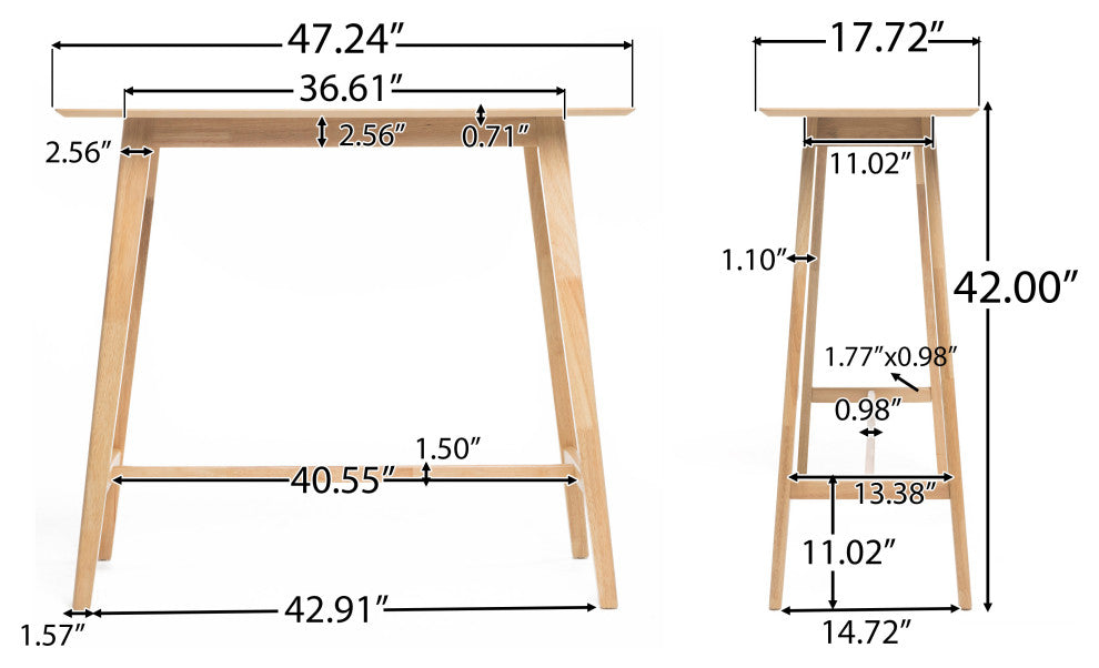GDF Studio Margaret Natural Walnut Finish Wood Bar Table, Oak Finish