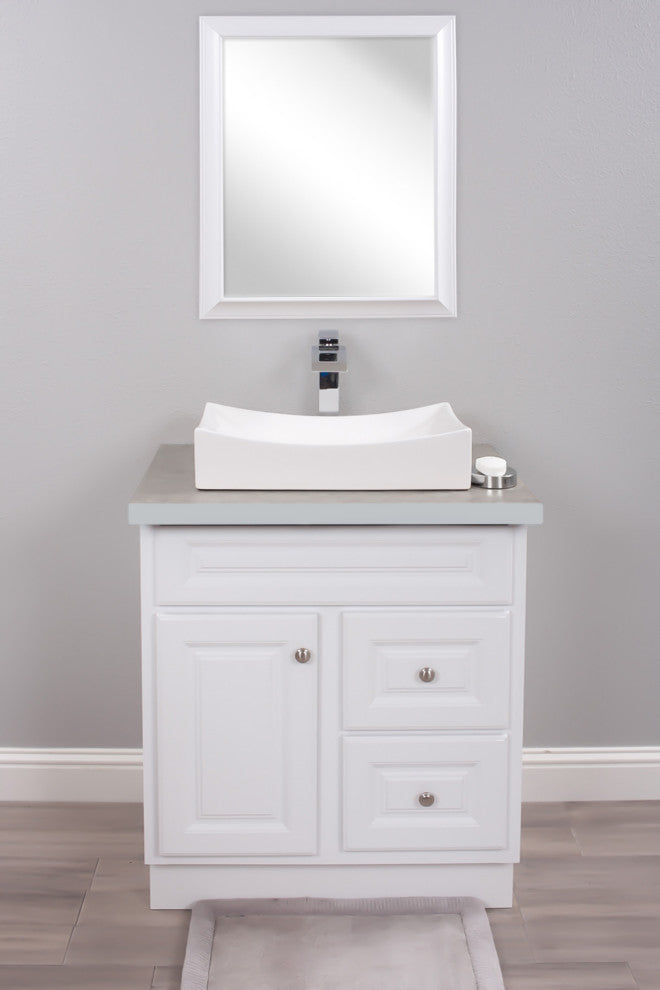 Porcelain Vessel Sink and Faucet Combo Set, Chrome