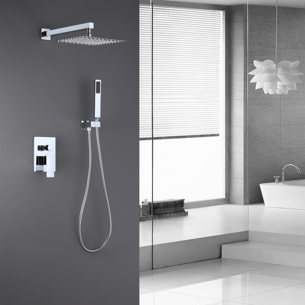Givingtree Wall Mounted Square Rainfall Shower System with Valve 10 in