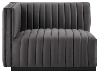 Conjure Channel Tufted Performance Velvet 4-Piece Sofa, Black Gray