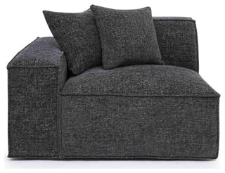 Mindy Chenille Basketweave Left Arm Facing Corner Chair, Charcoal