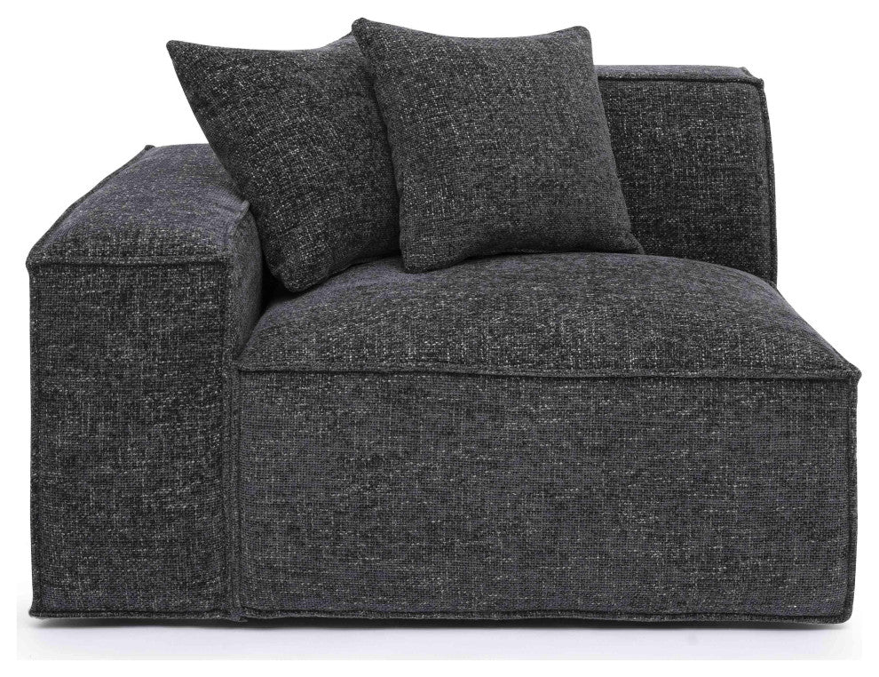 Mindy Chenille Basketweave Left Arm Facing Corner Chair, Charcoal
