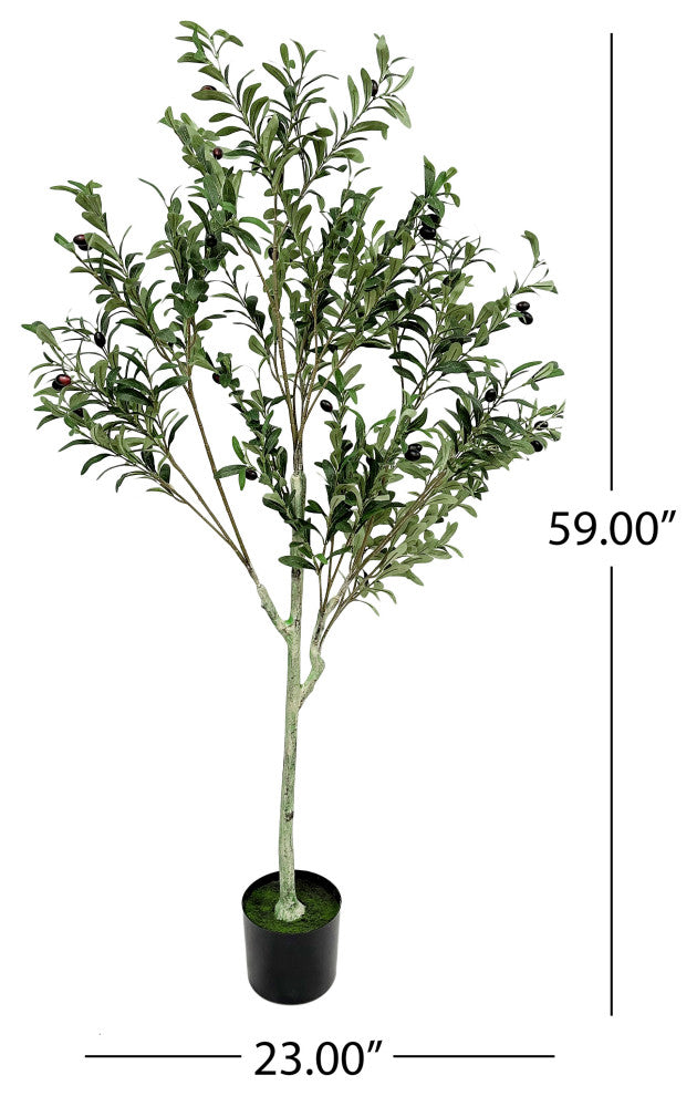 Taos 4' x 1.5' Artificial Olive Tree, 23 W X 23 D X 59 H