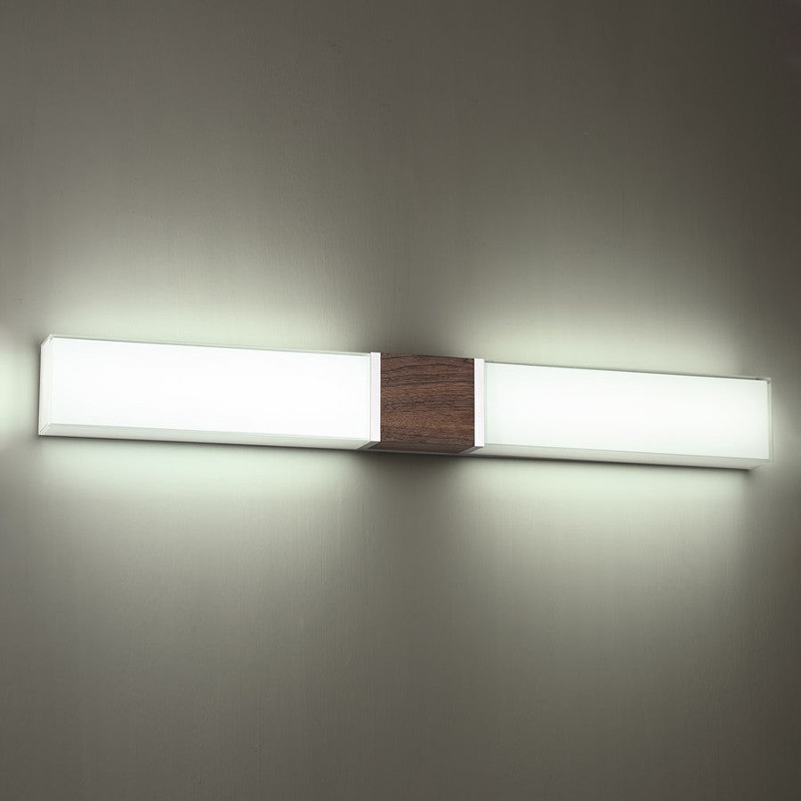 Vigo 38" LED Bathroom Vanity and Wall-Light 3000K, Dark Walnut