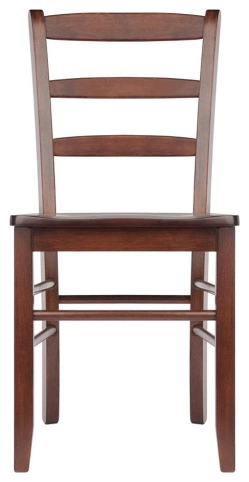 Winsome Benjamin 18"H Ladder Back Solid Wood Dining Chair in Walnut (Set of 2)