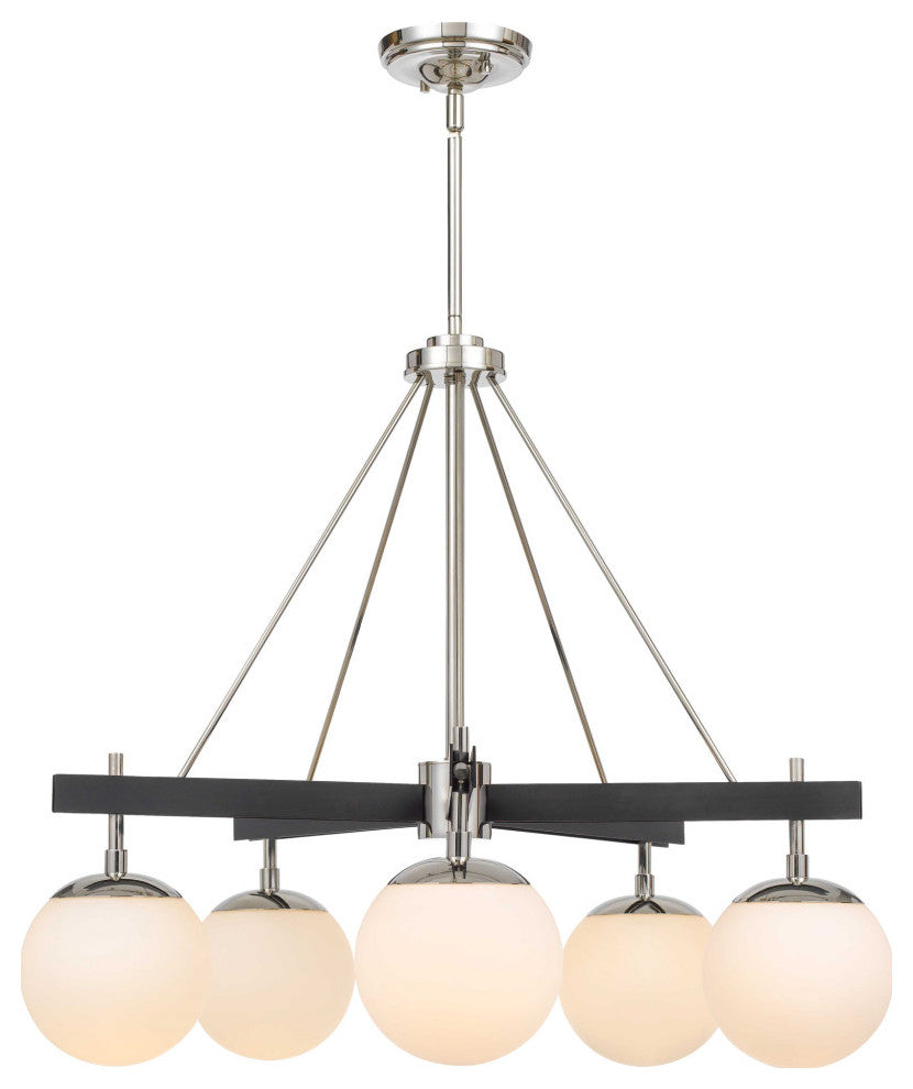 Allie 5-Lt Chandelier - Black/Polished Nickel