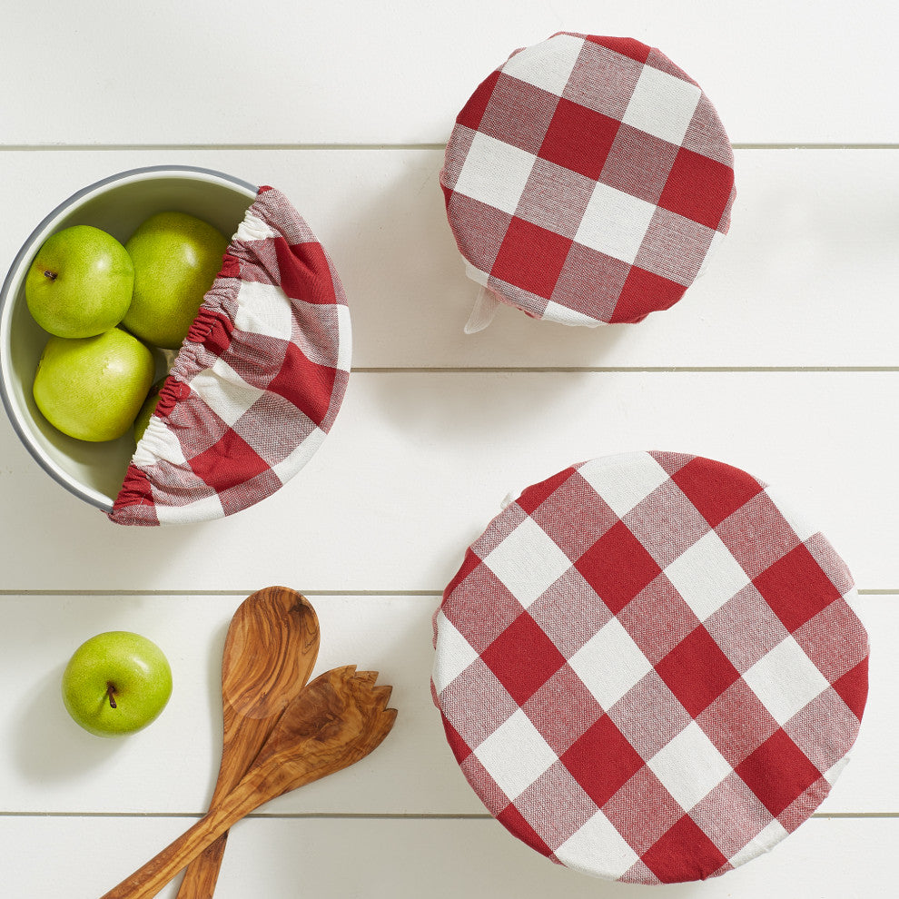 DII Asst Barn Red Buffalo Check Woven Dish Cover (Set of 3)