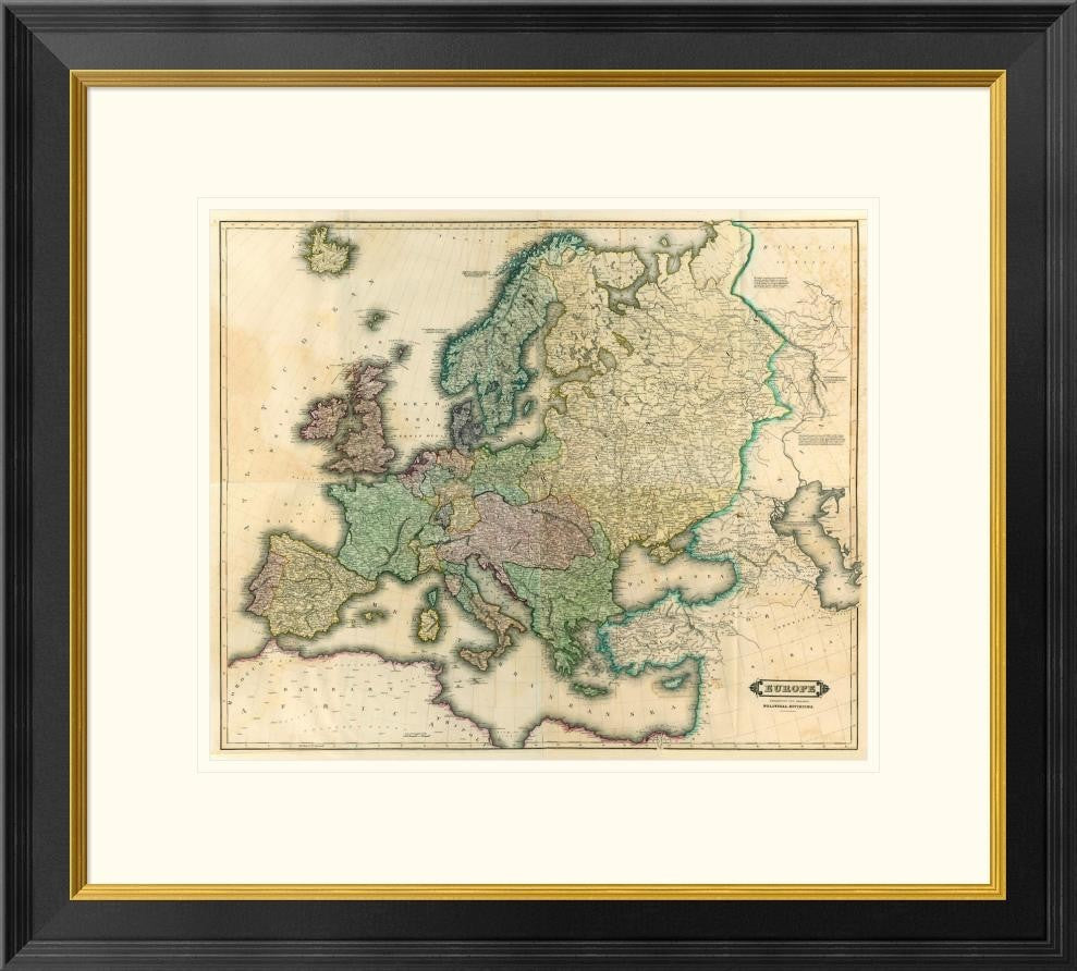 "Composite: Europe, 1831" Framed Digital Print by Daniel Lizars, 26x24"