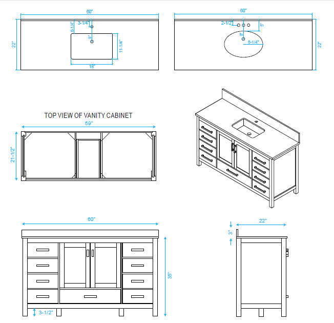 Wyndham WCS141460SWHCMUNOMXX 60 Inch Wood Bathroom Vanity in White Finish