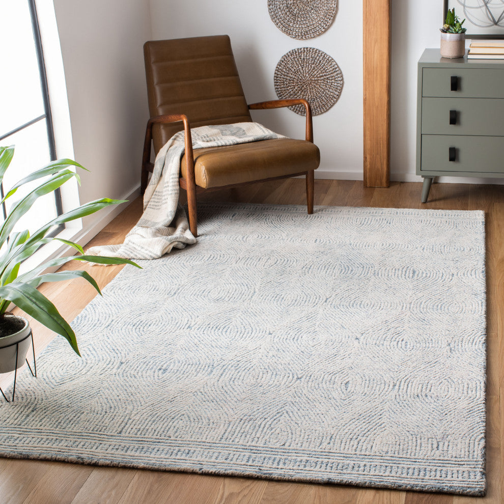 Safavieh Couture Abstract Collection, ABT340 Rug, Ivory/Blue, 3'x5'