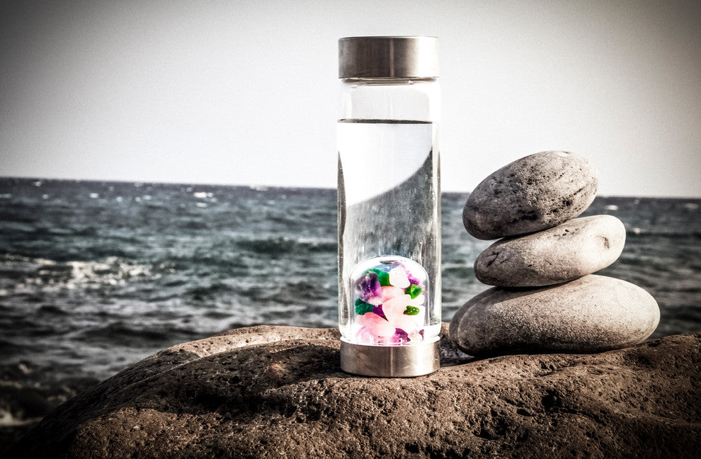 Water Bottle, VitaJuwel ViA Gemwater Bottle, Black Loop Caps, Inspiration