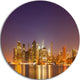 Illuminated Nyc Downtown Buildings, Cityscape Round Wall Art, 36"