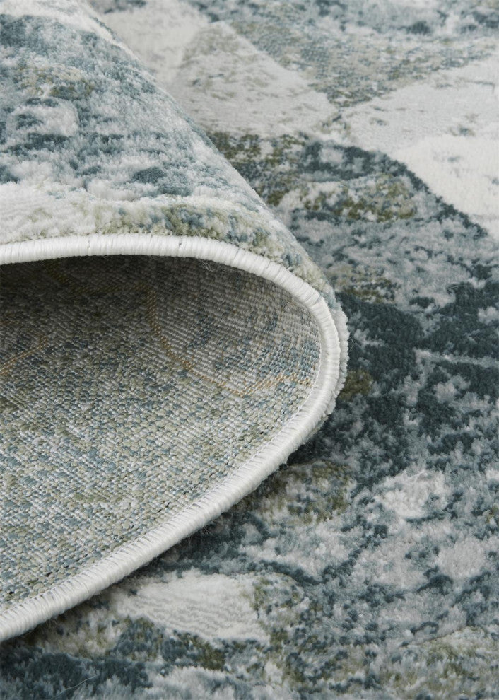 Halton Contemporary Distressed Rug, Iceberg Green, 10'x13'