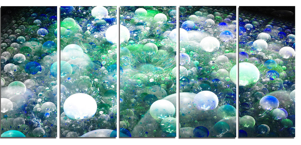 Colorful Molecules Fractal Design, Abstract Canvas Art Print, 60"x28", 5 Panels