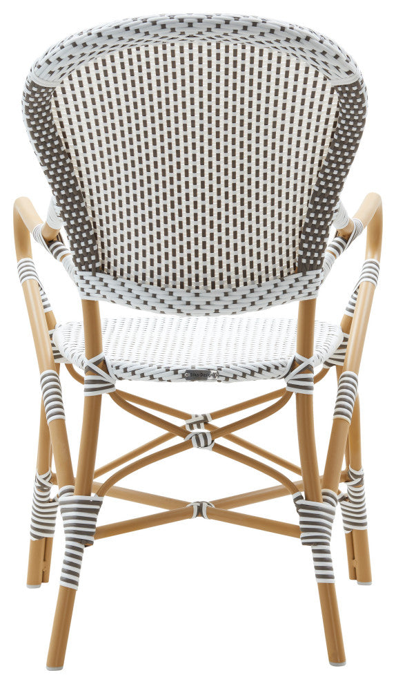Isabell Outdoor Dining Armchair, Almond Frame, White With Cappuccino Dots